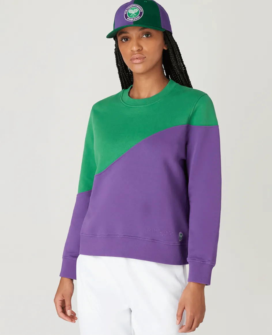 Wimbledon Womens Tennis Sweatshirt - Green & Purple-Women Sweatshirts & Hoodies