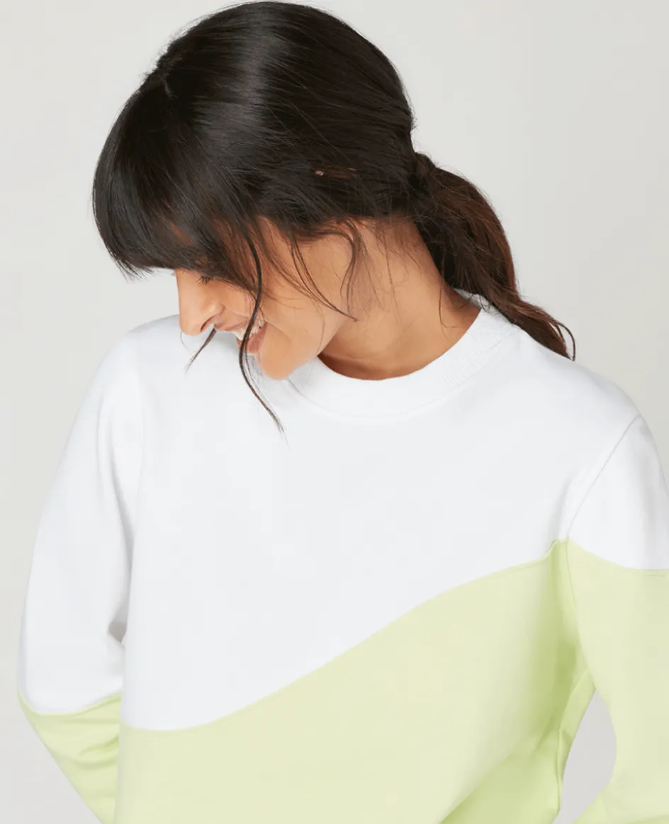 Wimbledon Womens Tennis Sweatshirt - White & Lime-Women Sweatshirts & Hoodies