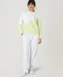 Wimbledon Womens Tennis Sweatshirt - White & Lime-Women Sweatshirts & Hoodies