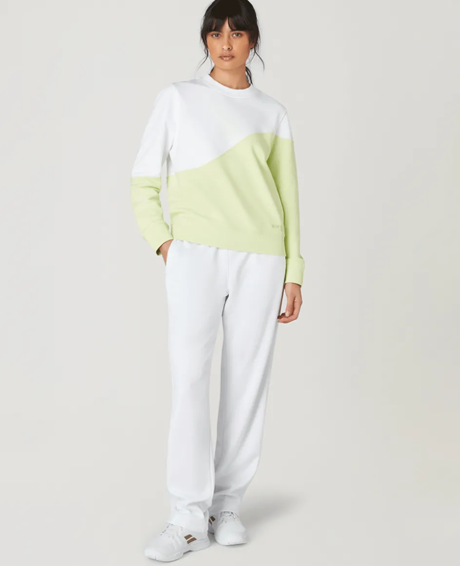 Wimbledon Womens Tennis Sweatshirt - White & Lime-Women Sweatshirts & Hoodies