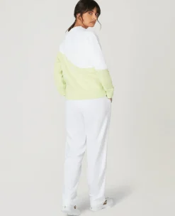 Wimbledon Womens Tennis Sweatshirt - White & Lime-Women Sweatshirts & Hoodies