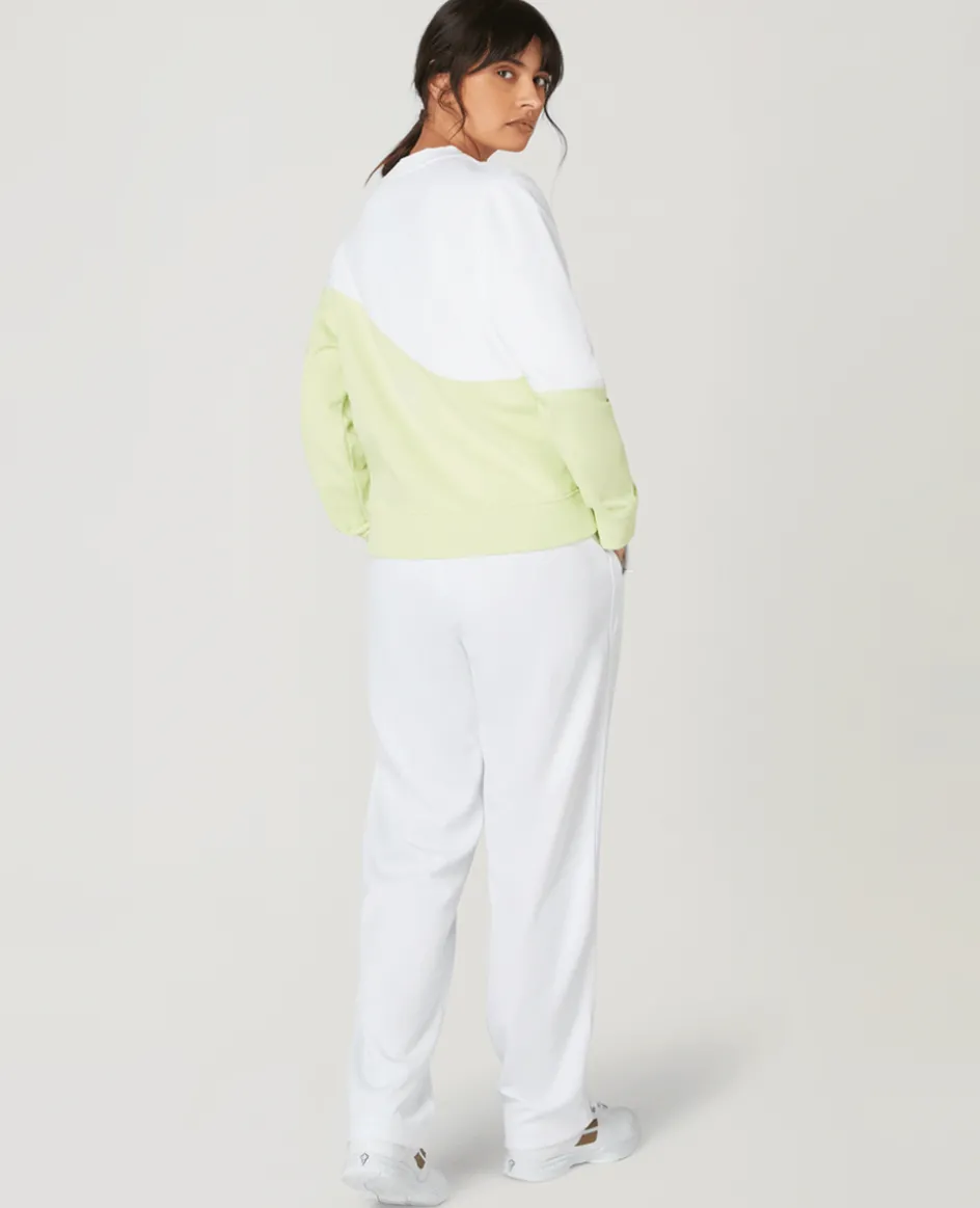 Wimbledon Womens Tennis Sweatshirt - White & Lime-Women Sweatshirts & Hoodies