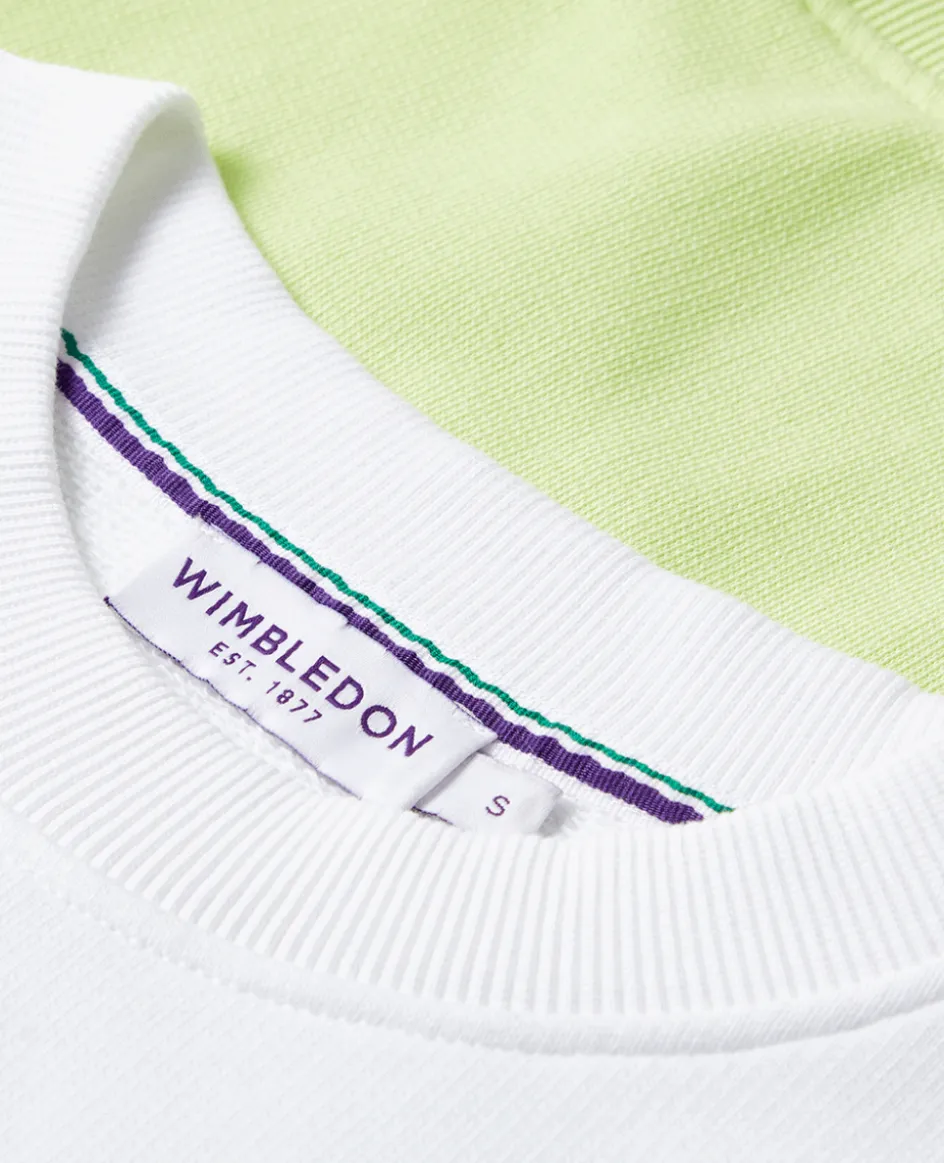 Wimbledon Womens Tennis Sweatshirt - White & Lime-Women Sweatshirts & Hoodies