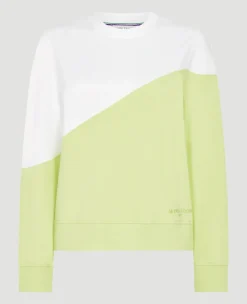 Wimbledon Womens Tennis Sweatshirt - White & Lime-Women Sweatshirts & Hoodies
