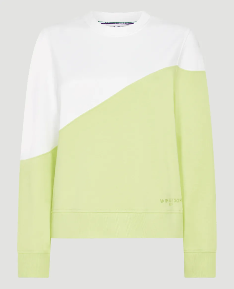 Wimbledon Womens Tennis Sweatshirt - White & Lime-Women Sweatshirts & Hoodies