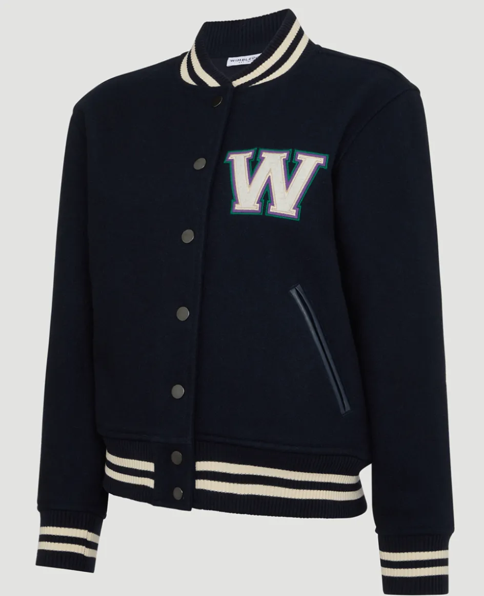 Wimbledon Womens Varsity Jacket - Navy-Women Jackets & Coats