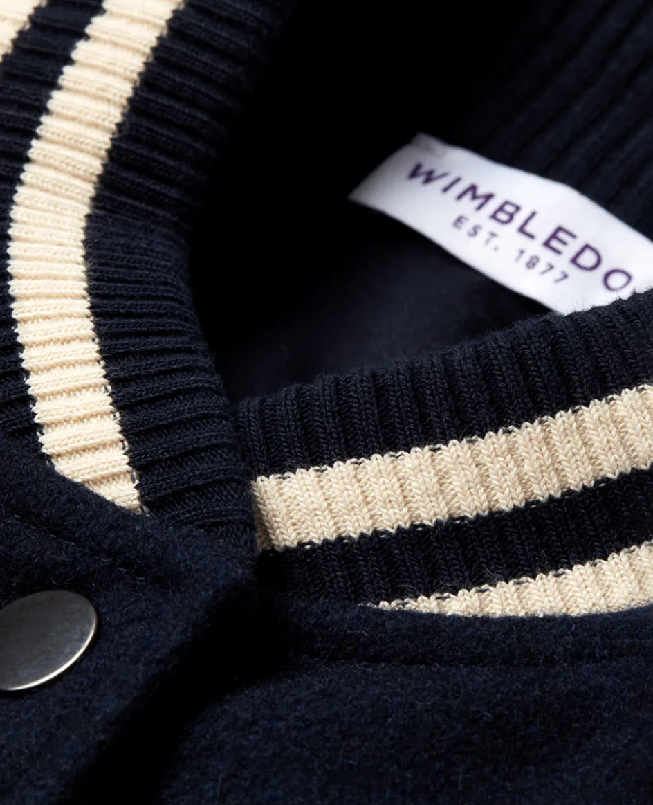 Wimbledon Womens Varsity Jacket - Navy-Women Jackets & Coats