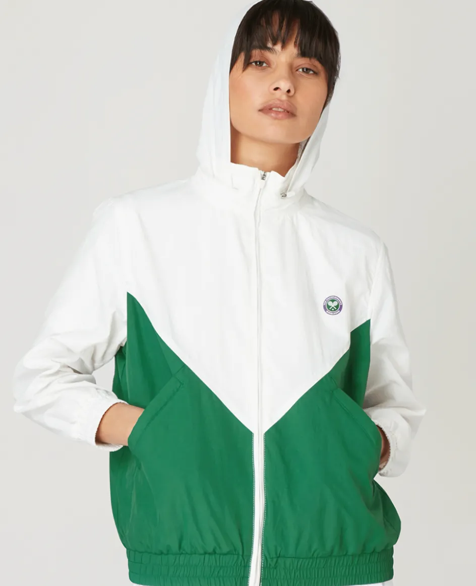 Wimbledon Womens Windbreaker Green & White-Women Jackets & Coats
