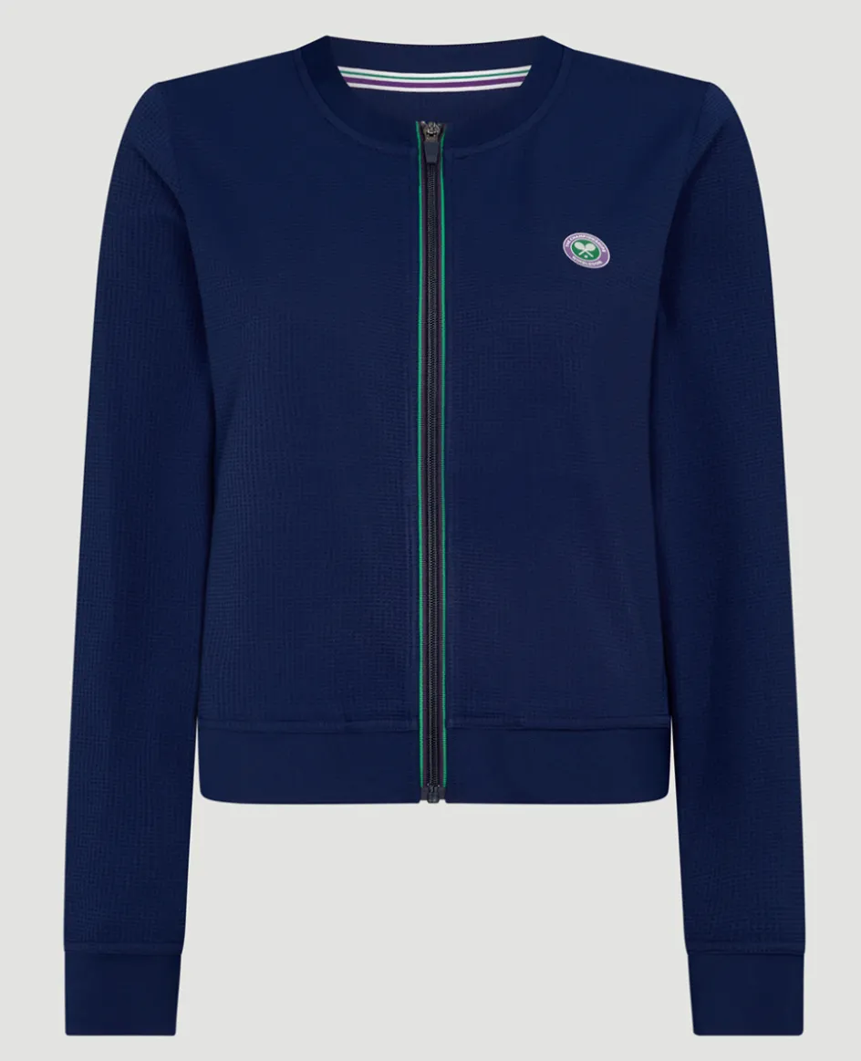 Wimbledon Womens Zip Jacket - Navy-Women Jackets & Coats