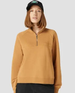 Wimbledon Womens 1/4 Zip - Tobacco-Women Sweatshirts & Hoodies