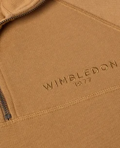 Wimbledon Womens 1/4 Zip - Tobacco-Women Sweatshirts & Hoodies