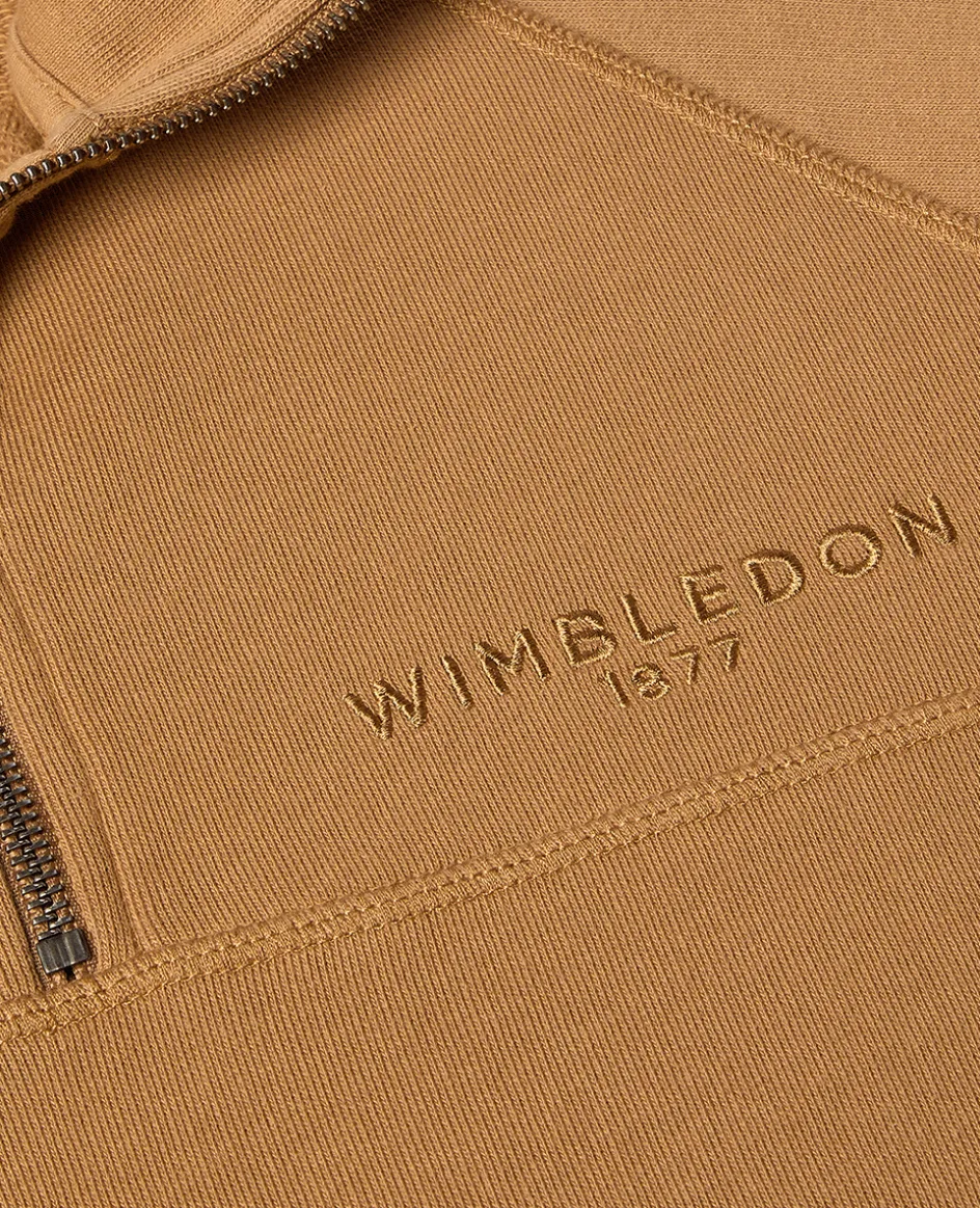 Wimbledon Womens 1/4 Zip - Tobacco-Women Sweatshirts & Hoodies