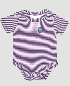 Wimbledon Yarn Dyed Stripe Babygrow - Purple-Kids Baby Grows