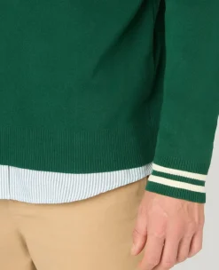 Wimbledon 1/4 Zip Knit in Green- Knitwear|Sweatshirts & Hoodies