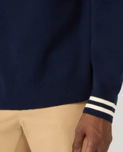 Wimbledon 1/4 Zip Knit in Navy- Knitwear|Sweatshirts & Hoodies