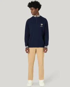 Wimbledon 1/4 Zip Knit in Navy- Knitwear|Sweatshirts & Hoodies