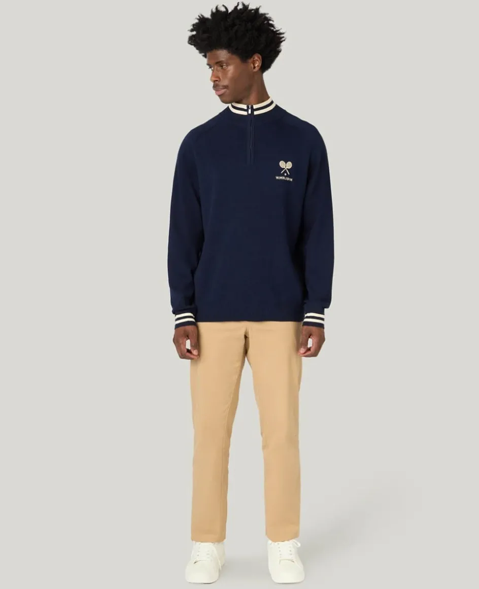 Wimbledon 1/4 Zip Knit in Navy- Knitwear|Sweatshirts & Hoodies