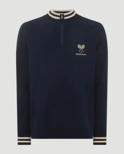 Wimbledon 1/4 Zip Knit in Navy- Knitwear|Sweatshirts & Hoodies